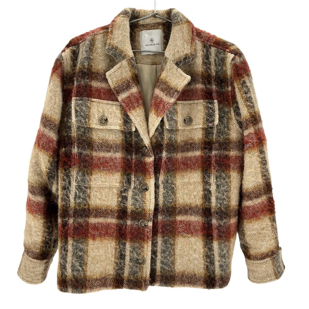 Anine Bing Plaid Brown Flynn Jacket Size XS - Picture 2 of 4